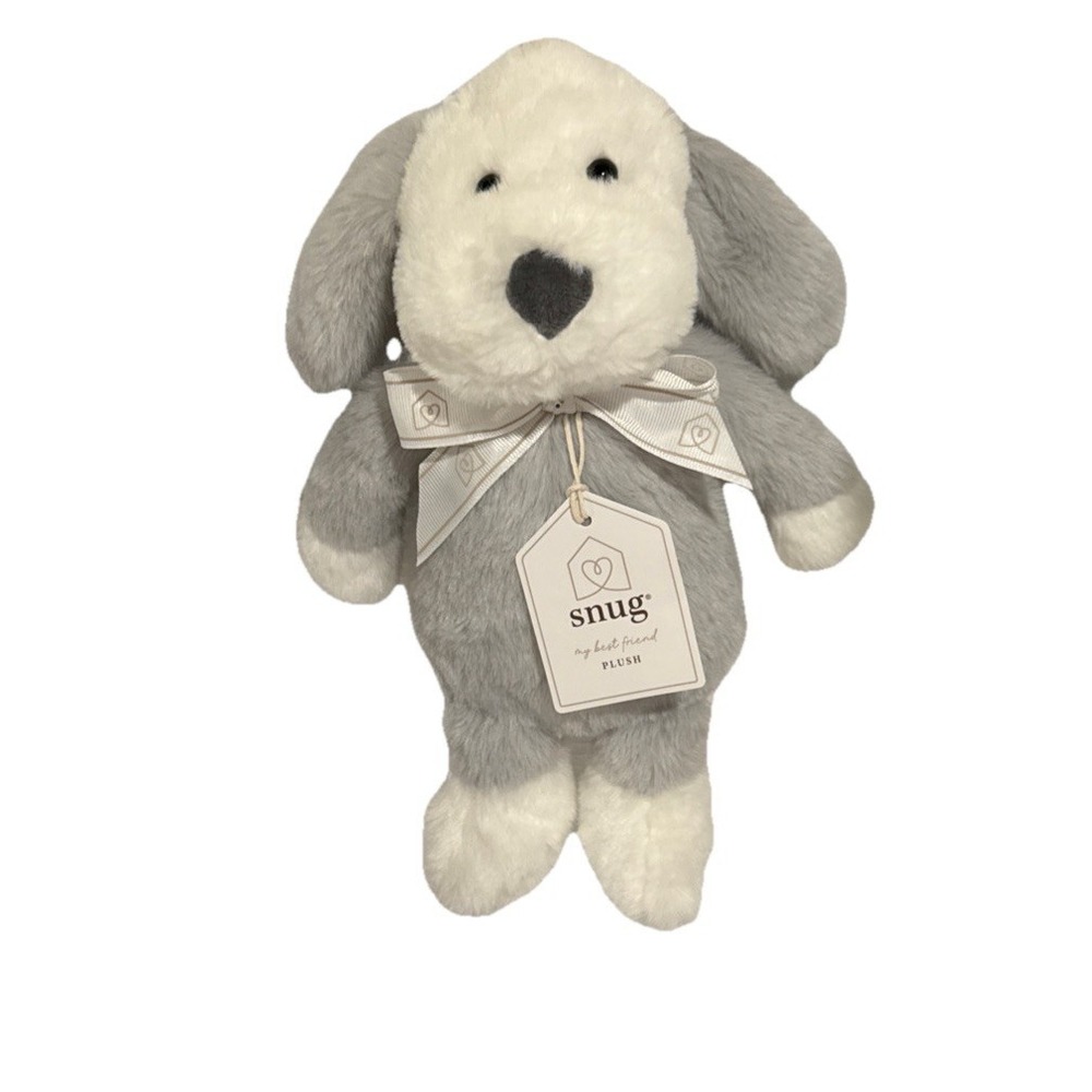 NWT Baby Snug Puppy Dog Lovey Gray/White 12" Plush Toddler Soft Stuffed Animal